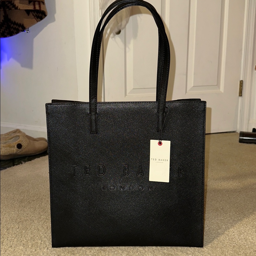 NWT Ted Baker London The Icon Embossed Logo Tote Bag in Black